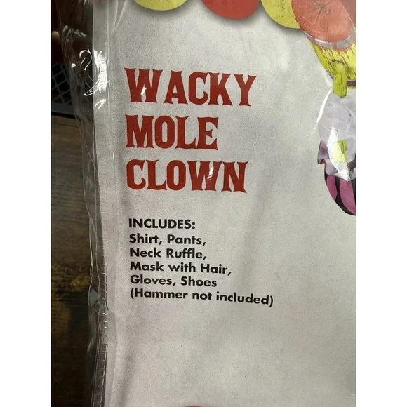 Wacky Mole Clown Costume Adult Medium 36-38 Spirit Light Up Mask Halloween - Picture 7 of 11